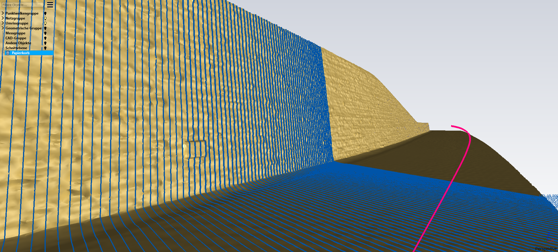 Weiterer Scan einer Mauer, die den aktuellen Zustand darstellt.
