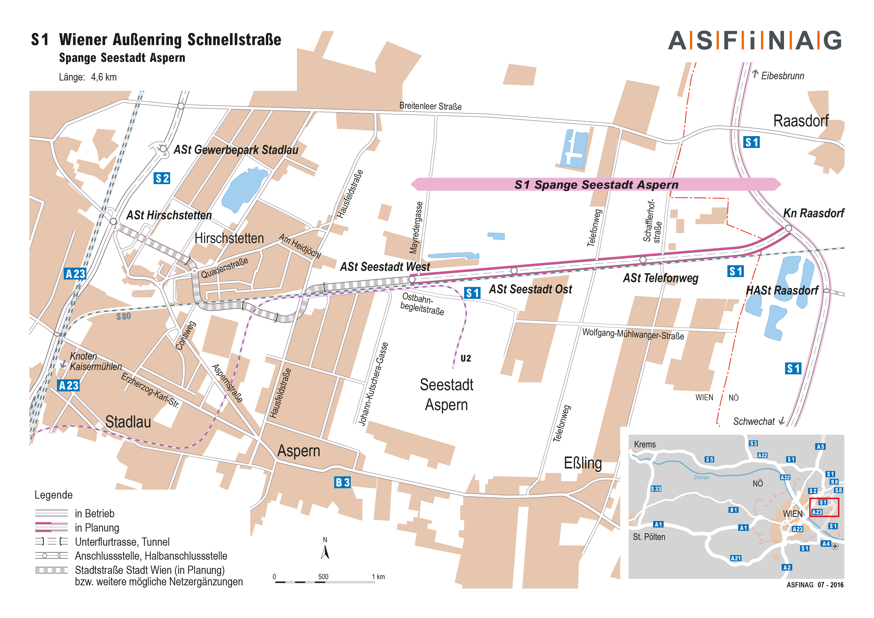 Streckengrafik S 1 Spange Seestadt Aspern