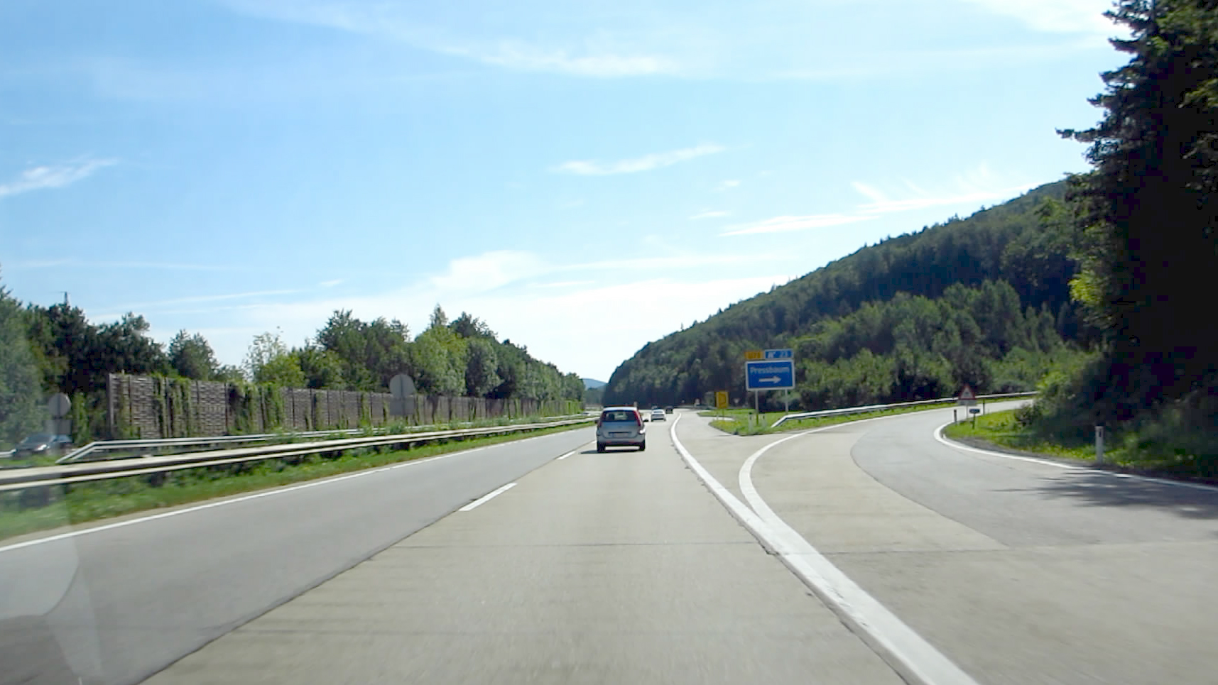 Streckenabschnitt A 1 West Autobahn bei der Abfahrt Pressbaum (vorher)